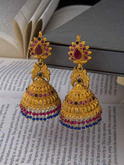 

Alankruthi Gold-Plated Dome Shaped Jhumkas Earrings