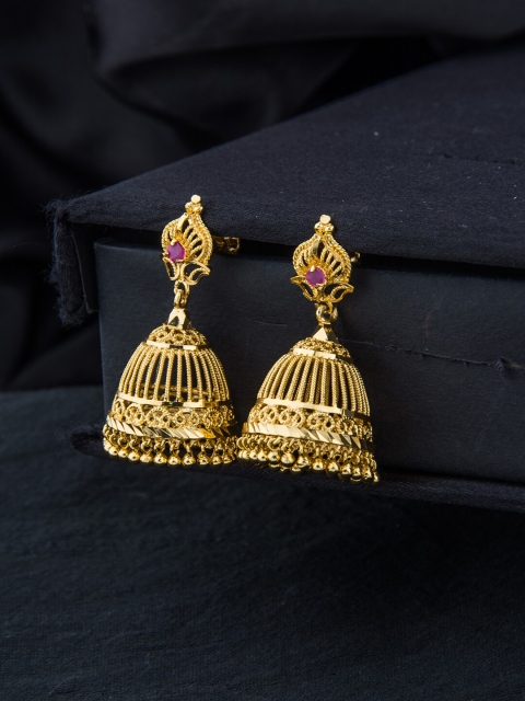 

Alankruthi Woman Gold-Toned Jhumka Dome Shaped Jhumka Earrings