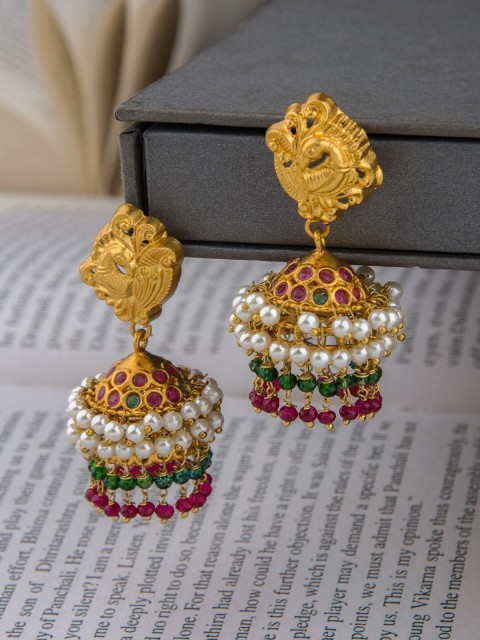 

Alankruthi Gold-Toned Contemporary Jhumkas Earrings