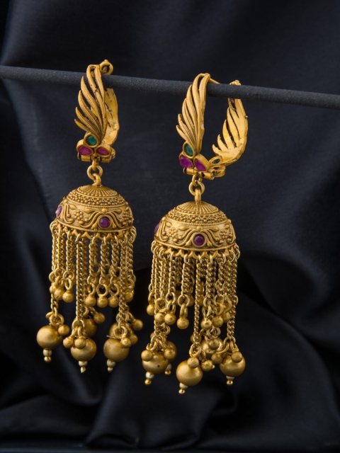 

Alankruthi Gold-Plated Dome Shaped Jhumkas Earrings