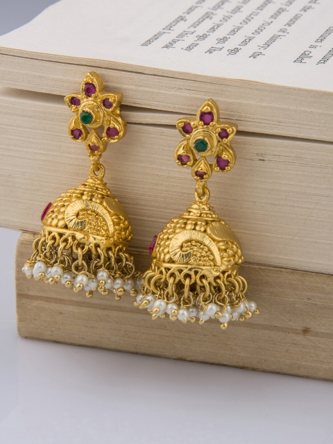 

Alankruthi Gold-Plated Dome Shaped Jhumkas Earrings