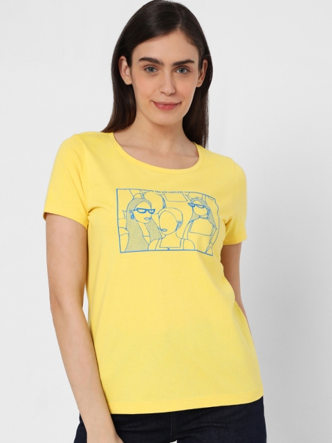 

Vero Moda Women Yellow Printed T-shirt