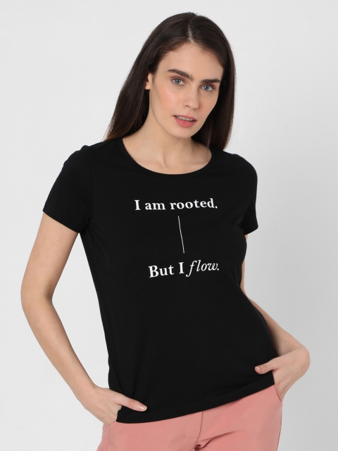 

Vero Moda Women Black Typography Printed T-shirt