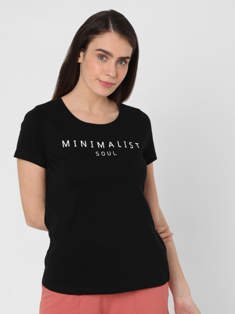 

Vero Moda Women Black Typography Printed T-shirt