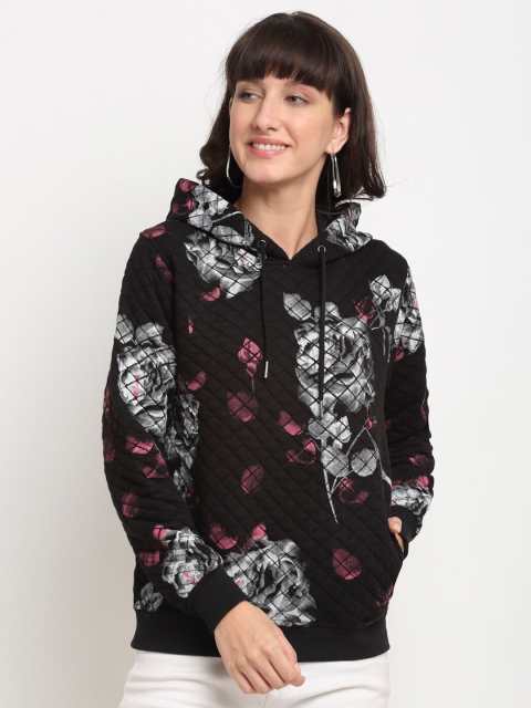 

ANTI CULTURE Women Black Printed Quilted Sweatshirt