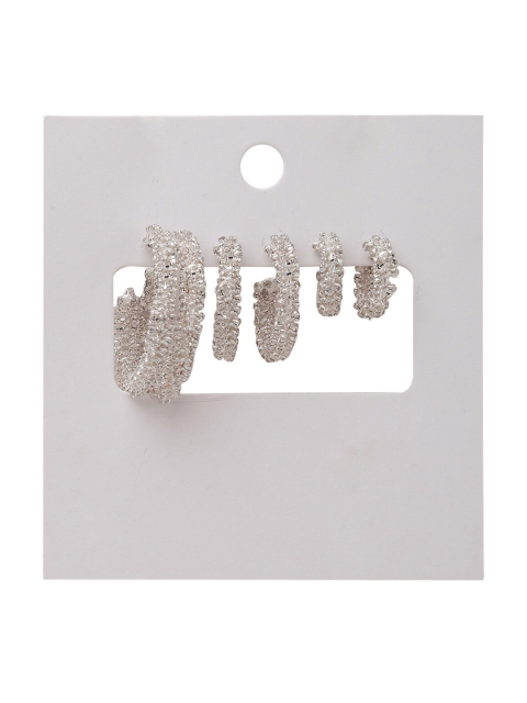 

Lilly & sparkle Set Of 6 Silver-Toned Contemporary Studs Earrings