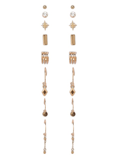 

Lilly & sparkle Set of 8 Gold-Toned Gold-Plated Contemporary Ear Cuff Earrings