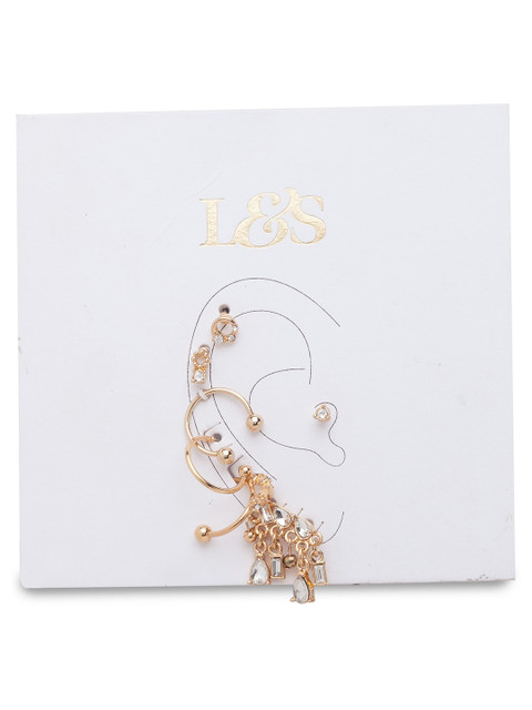 

Lilly & sparkle Set Of 7 Gold-Toned & White Contemporary Studs Earrings