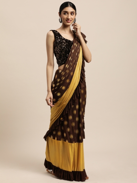 

Mitera Brown & Black Ethnic Motifs Ready to Wear Saree