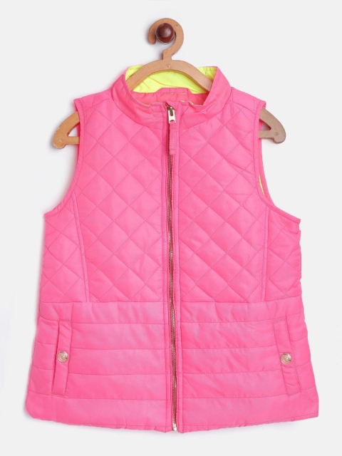 

Cherry Crumble Girls Pink Reversible Quilted Jacket