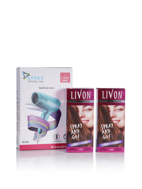 

Livon Set of Anti-Frizz Serum & Hair Dryer HD1600, Blue