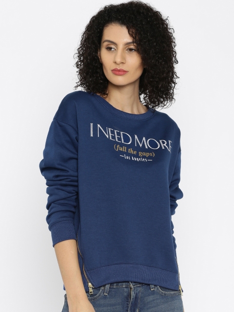 

ALCOTT Navy Printed Sweatshirt with Zip Detail, Navy blue