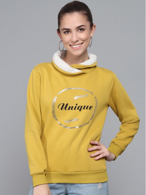 

ANTI CULTURE Women Mustard Printed Sweatshirt