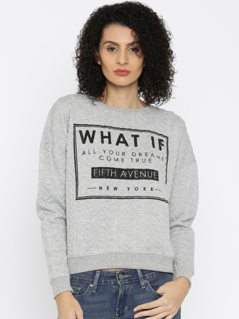 

ALCOTT Grey Melange Printed Embossed Sweatshirt