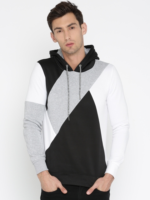 

ALCOTT Black & White Colourblock Hooded Sweatshirt