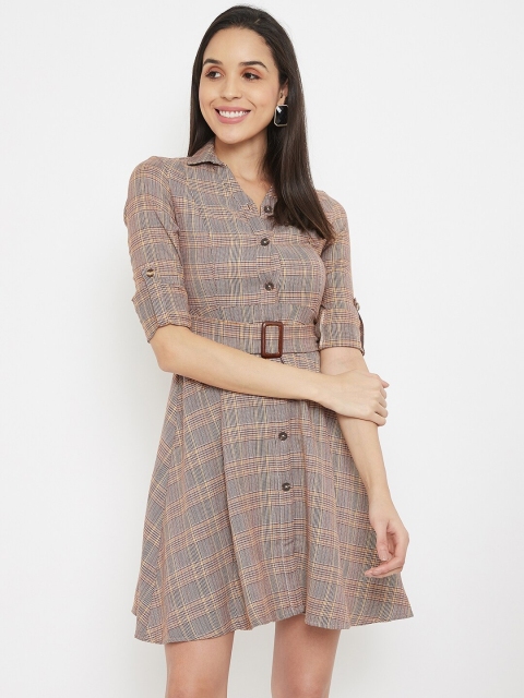 

Madame Brown & Orange Checked Shirt Dress