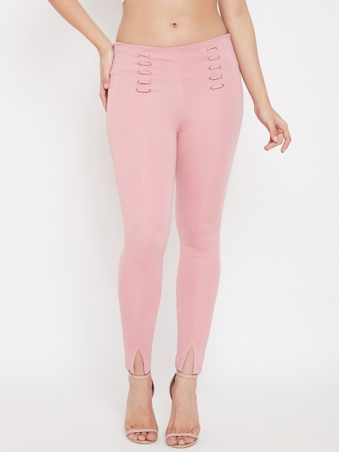 

Madame Women Pink Solid Cotton Skinny-Fit Jeggings