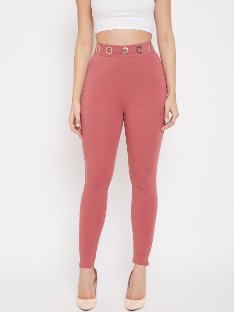 

Madame Women Peach-Coloured Solid Skinny Fit Jeggings