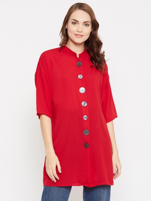 

Madame Women Red Opaque Casual Shirt