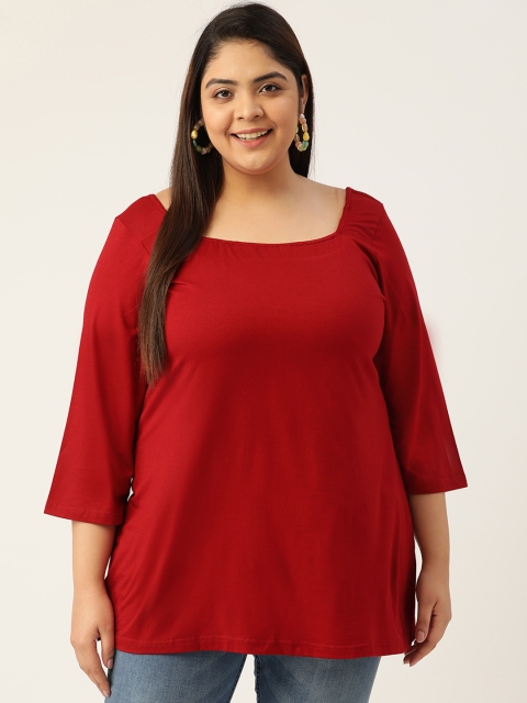 

Revolution Women Maroon Solid Square-Neck Top