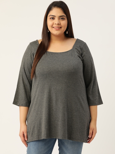 

Revolution Women Charcoal Solid Square-Neck Top