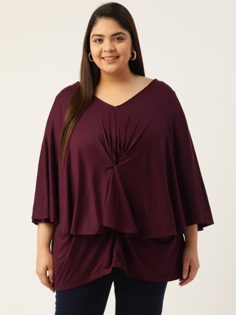 

Revolution Purple Solid V-Neck Layered Top