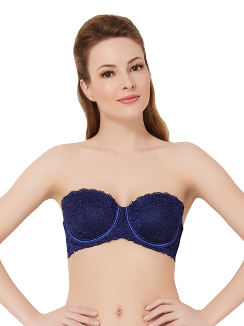 

Amante Navy Full-Coverage Lace Balconette Bra BGLF01, Navy blue