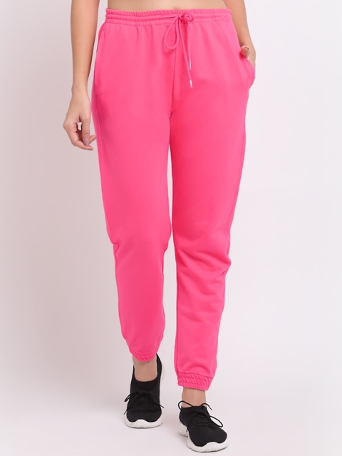 

THE UKKIYO LIFE Women Fuchsia Pink Easy Wash Joggers Trousers