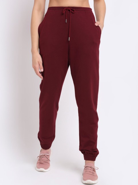 

THE UKKIYO LIFE Women Maroon Easy Wash Joggers Trousers