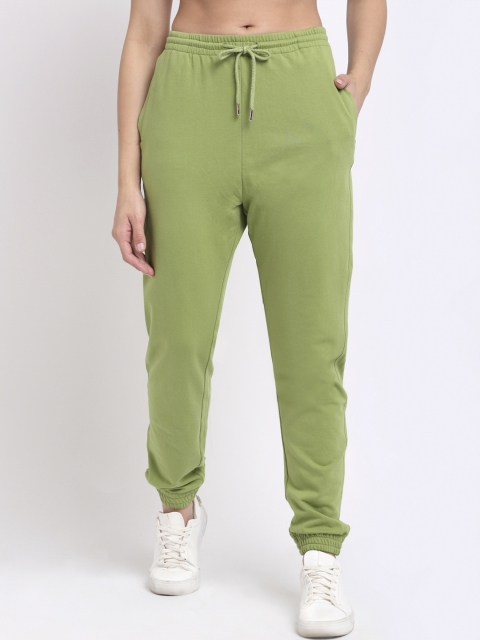 

THE UKKIYO LIFE Women Green Easy Wash Joggers Trousers