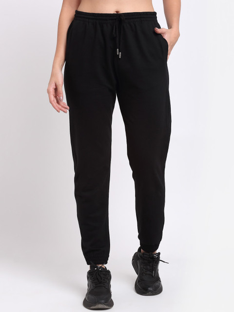 

THE UKKIYO LIFE Women Black Easy Wash Joggers Trousers