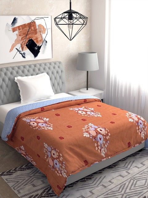 

Salona Bichona Brown Floral AC Room 120 GSM Single Bed Dohar
