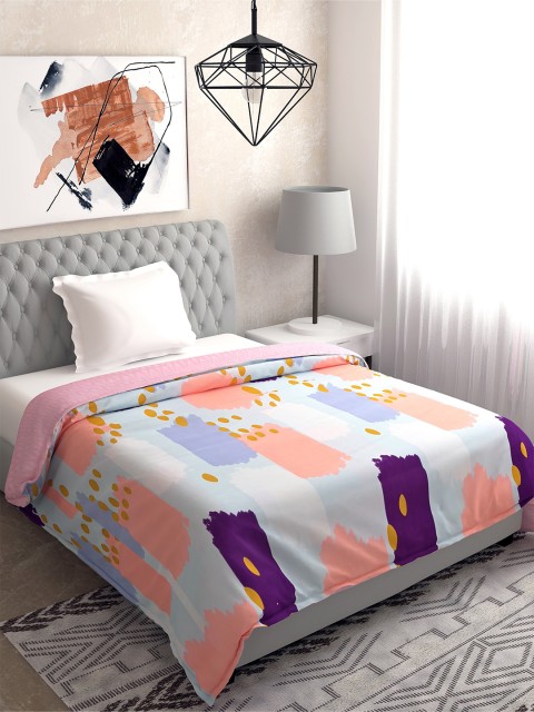 

Salona Bichona Blue & Peach-Coloured AC Room 120 GSM Single Bed Dohar