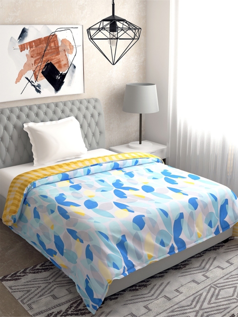 

Salona Bichona Blue & White Floral AC Room 120 GSM Single Bed Dohar
