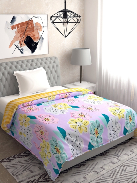 

Salona Bichona Purple Floral AC Room 120 GSM Single Bed Dohar