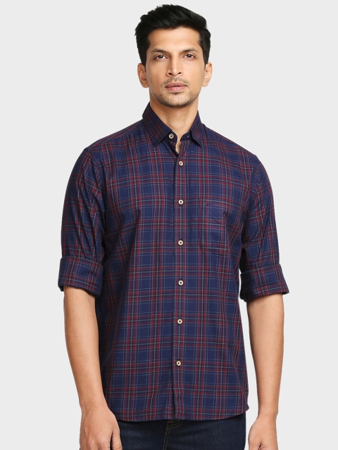 

ColorPlus Men Blue & Red Checked Tailored Fit Casual Shirt