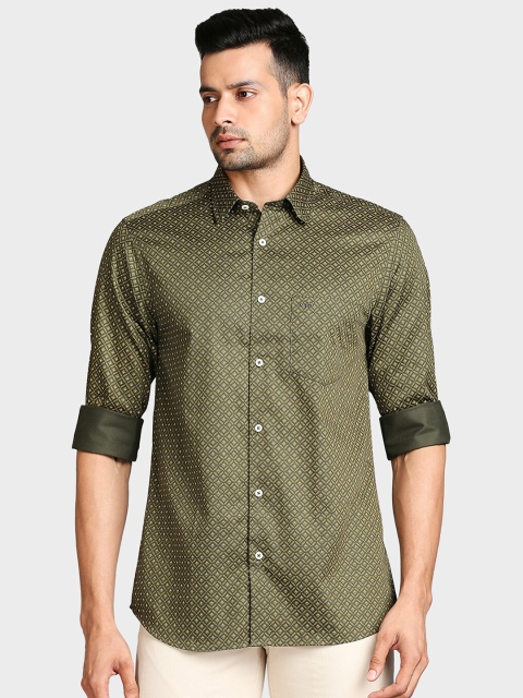 

ColorPlus Men Green Tailored Fit Casual Shirt