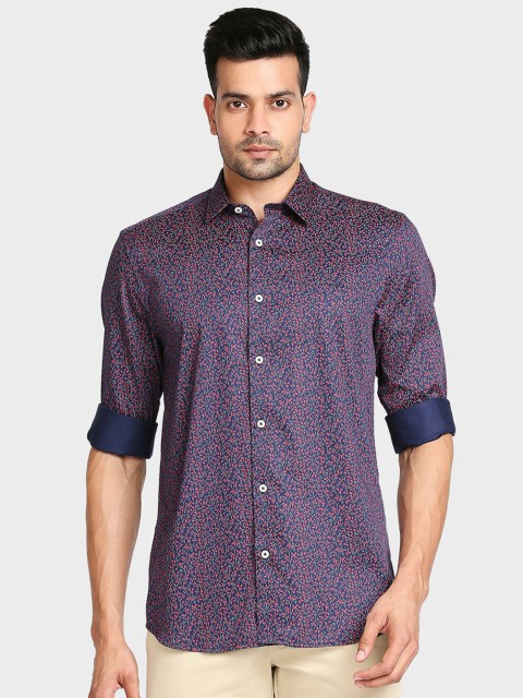 

ColorPlus Men Navy Blue Tailored Fit Floral Printed Casual Shirt