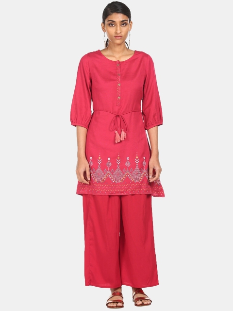 

Karigari Women Red Flared Sleeves Kurta