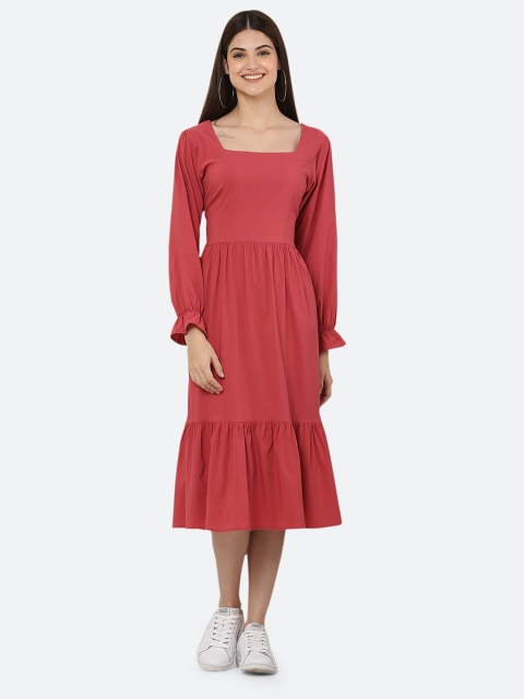 

Ashnaina Rust Midi Flounce Dress