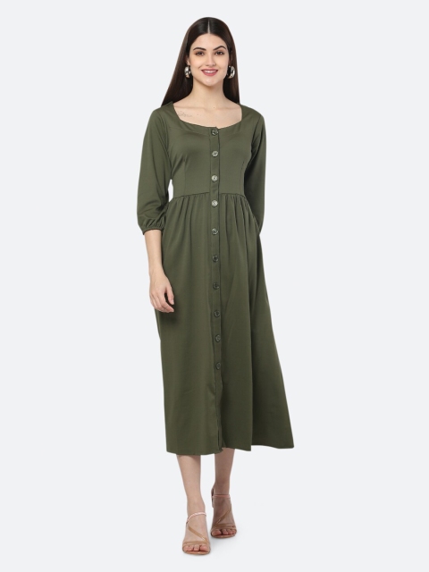 

Ashnaina Women Green Solid Midi Dress