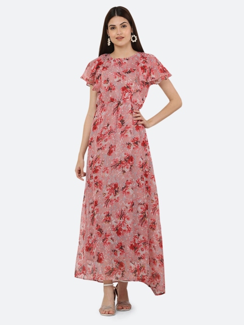 

Ashnaina Pink & Red Floral Georgette Maxi Dress