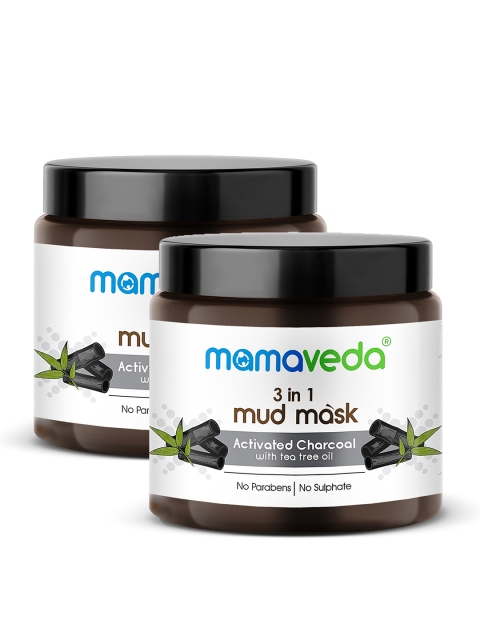 

Mamaveda Pack of 2 Activated Charcoal with Tea Tree Oil 3 in 1 Mud Mask -100g Each