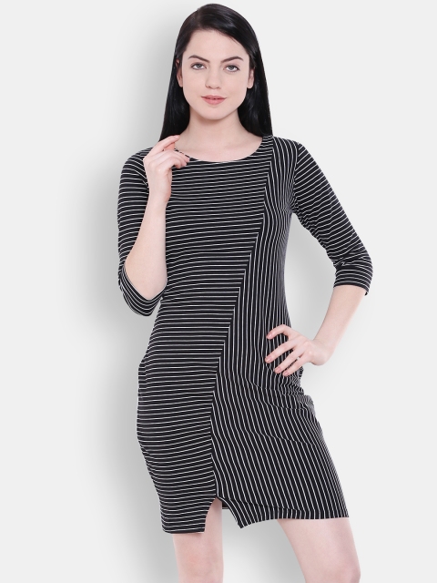 

Allen Solly Woman Black & White Striped Sheath Dress