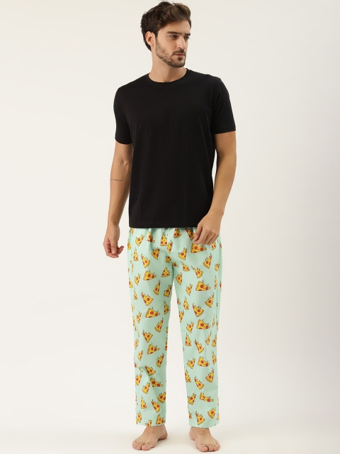 

Rapra The Label Men Turquoise Blue Printed Lounge Pants