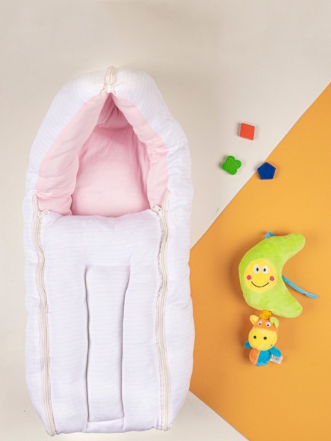 

Baby Moo Infant Kids Pink & White Striped Cotton Sleeping Bag