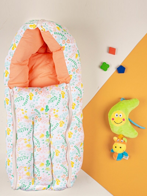 

Baby Moo Kids Peach-Coloured & White Printed Cotton Sleeping Bag