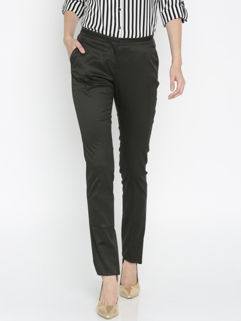 

Allen Solly Woman Black Solid Regular Fit Flat-Front Trousers