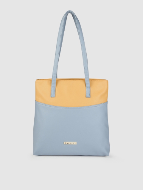 

Caprese Blue & Yellow Colourblocked PU Structured Shoulder Bag