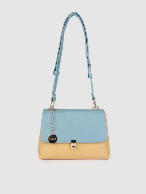 

Caprese Blue & Yellow Colourblocked PU Structured Sling Bag